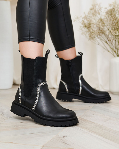 Royalfashion Bottes hautes pour femmes avec cristaux Seysiella