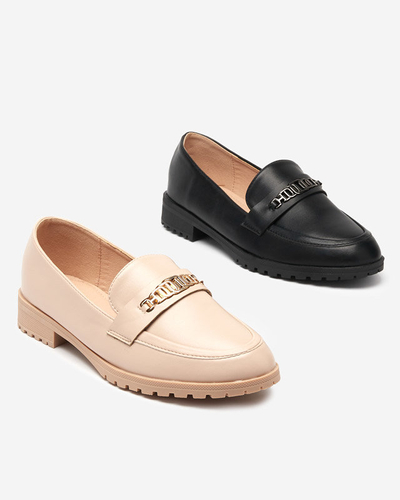 Mocassins pour femmes en cuir écologique beige avec décoration Griss - Chaussures