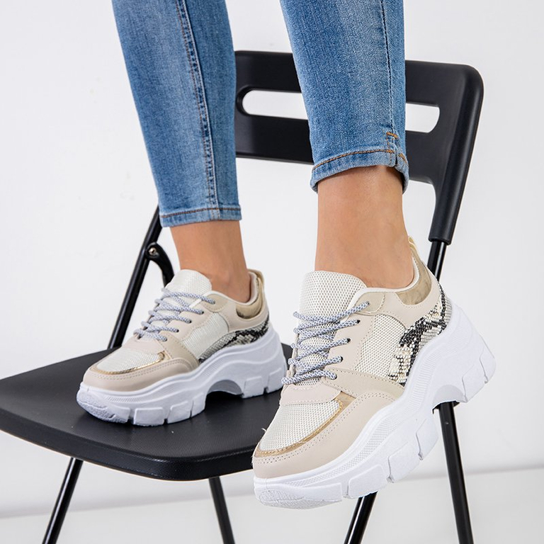 Baskets de sport pour femmes beiges avec motif animalier Erwin's - Footwear