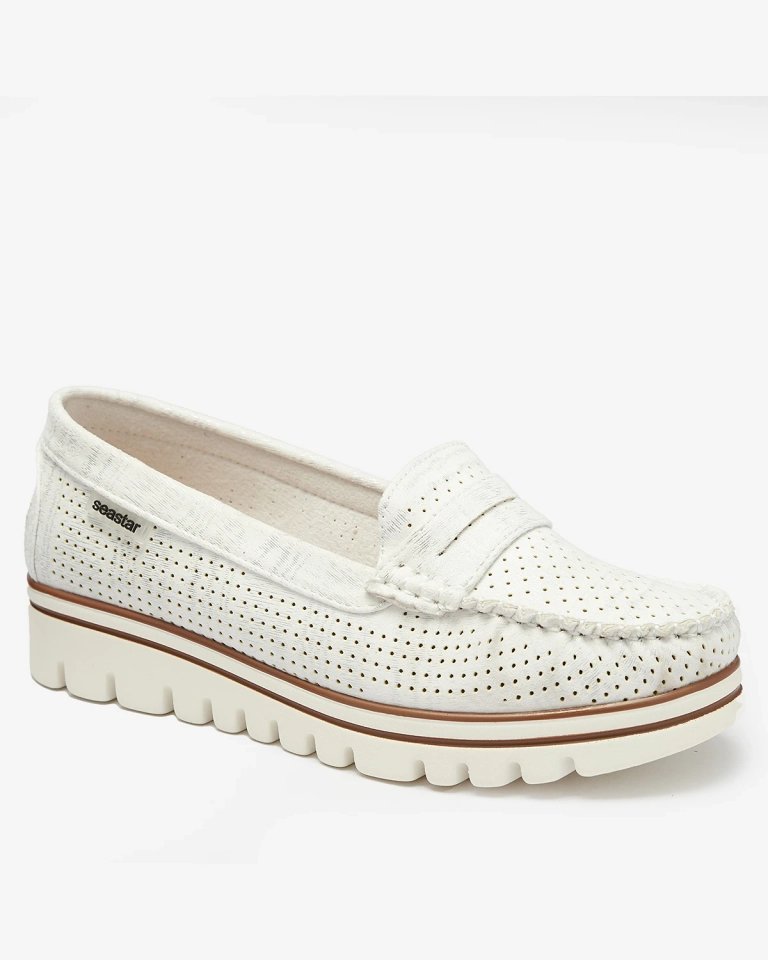 Mocassins blancs pour femme avec finition brillante Metiga - Footwear