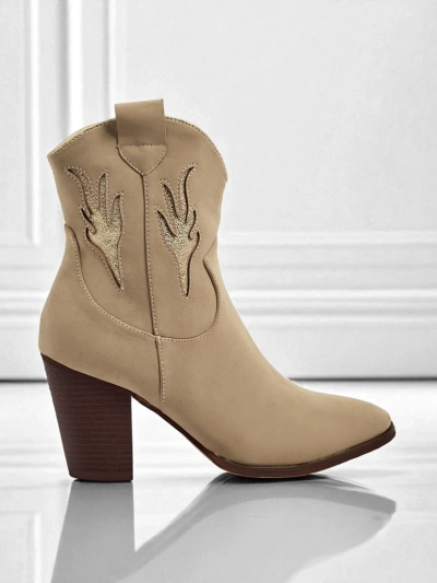 Bottines cow-boy à talon pour femmes avec inserts décoratifs Cendria