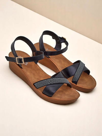 Sandales compensées pour femme Royalfashion avec strass Allona