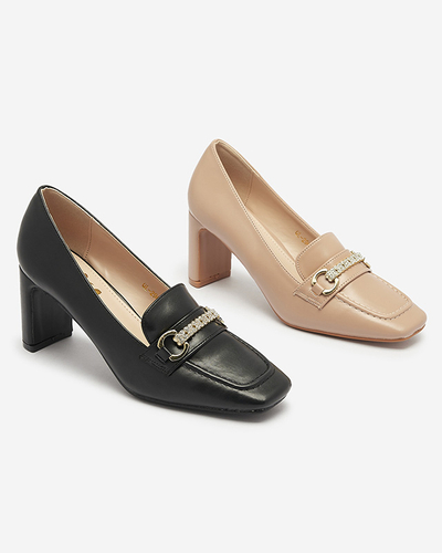 Noir escarpins style mocassin pour femmes Kolalic- Footwear