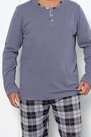 Pyjama à carreaux en coton pour homme PLUS SIZE