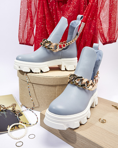 Bottes bleues pour femmes avec chaîne Tenkay - Chaussures