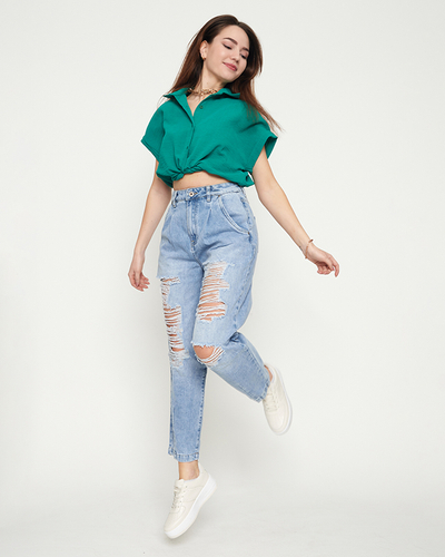 Jean déchiré bleu clair pour femme - Vêtements