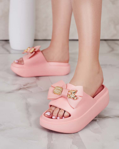 Royalfashion Tongs en caoutchouc pour femme avec nœud décoratif Apis