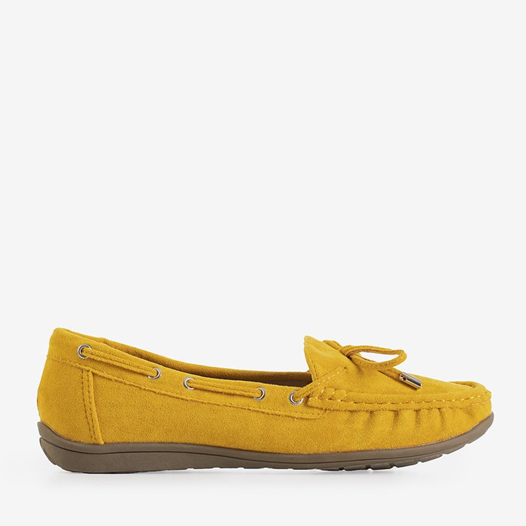 Mocassins femme éco-suède jaune à nœud Inda - Chaussures