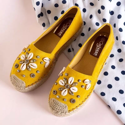 OUTLET Espadrilles jaunes pour femmes avec décoration Loranda - Chaussures