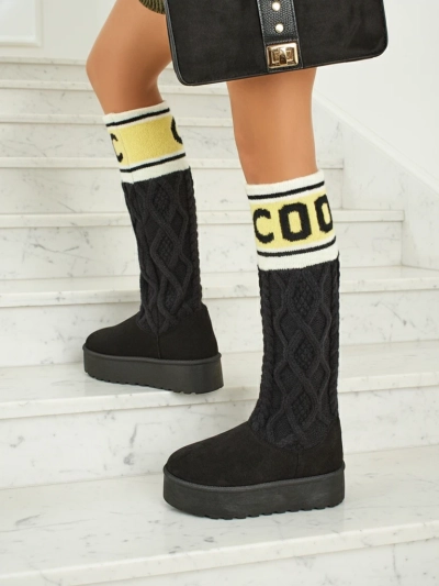 Bottes hautes de type bottes de neige pour femmes avec tige Anane