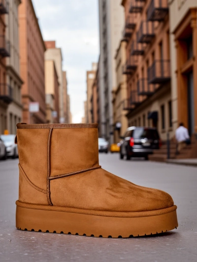 Royalfashion Bottes courtes ressemblant à des bottes de neige pour femmes Eforte
