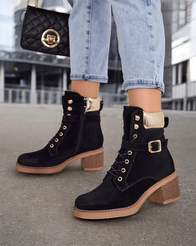 Royalfashion Bottines à talons bas pour femmes Nedelin