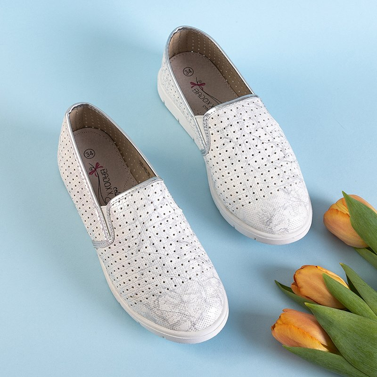 Baskets à enfiler blanches ajourées pour enfants avec une finition Kapilo brillante - Footwear
