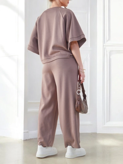 Ensemble Royalfashion pour femmes avec des manches courtes et un pantalon large