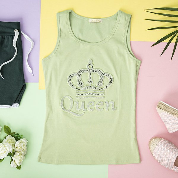 Top vert pour femmes avec oxydes de zirconium - Vêtements