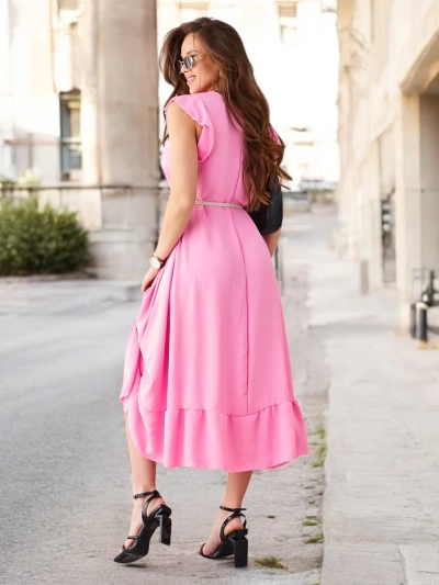 Robe midi pour femmes Royalfashion avec volants et manches courtes