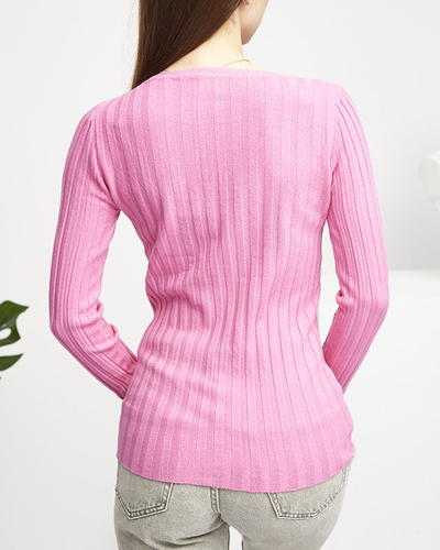 Pull col rond femme rose - Vêtements