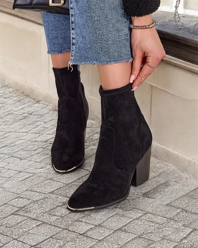 Royalfashion Bottes de femme en éco-suède à talon aiguille Gris