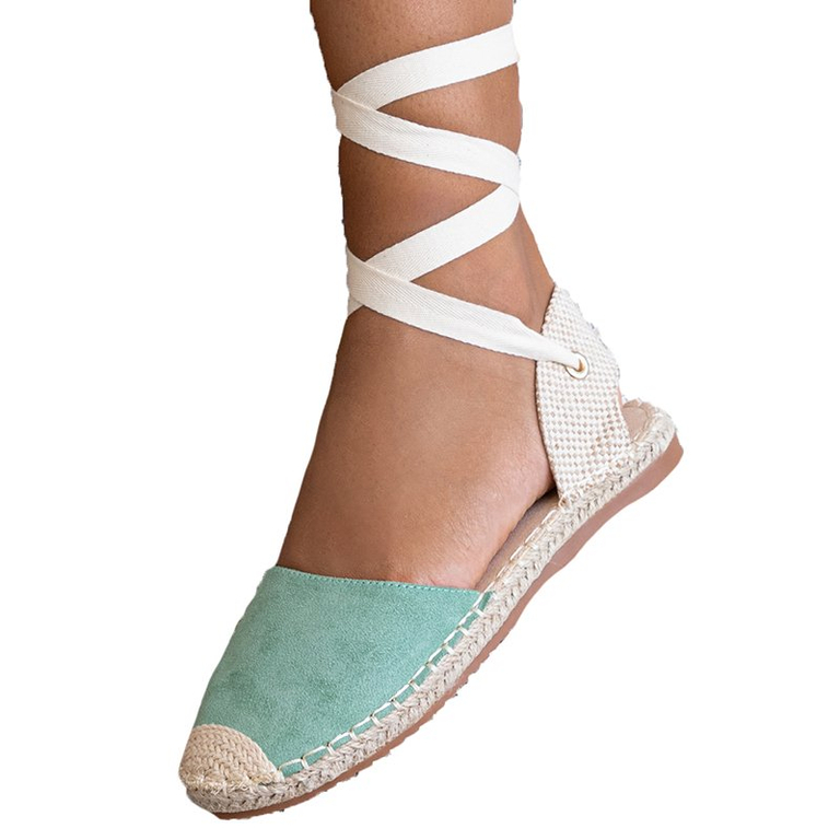 Espadrilles nouées pour femmes en vert Edola - Chaussures