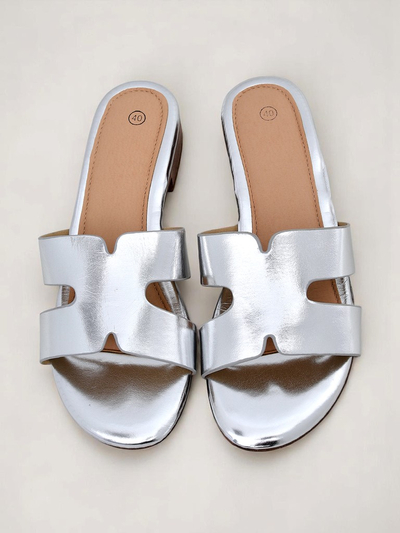 Royalfashion Sandales plates pour femmes SilverEase