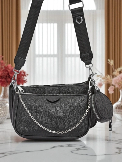 Sac à main multifonctionnel pour femmes Scylla en cuir écologique noir