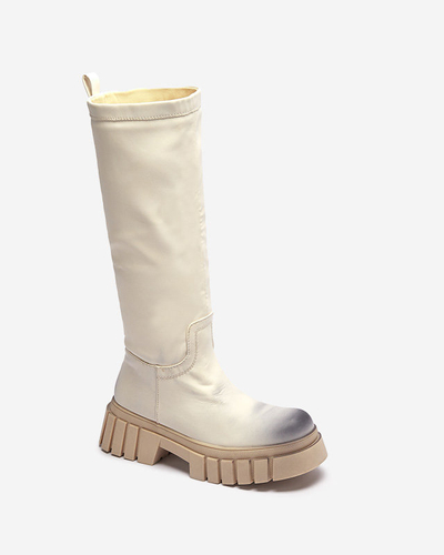 Bottes mi-mollet Astaroth pour femmes crème - Chaussures