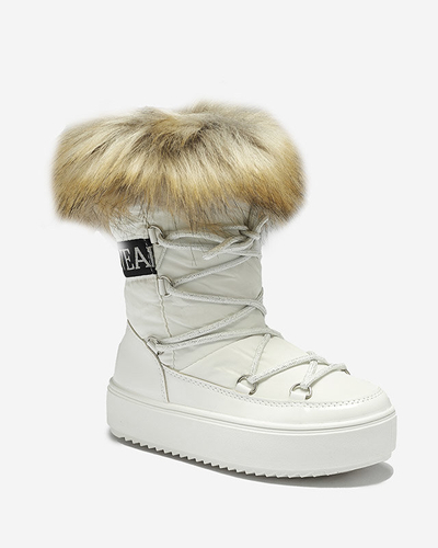 Bottes de neige a'la blanches pour enfants avec fourrure Asika - Chaussures