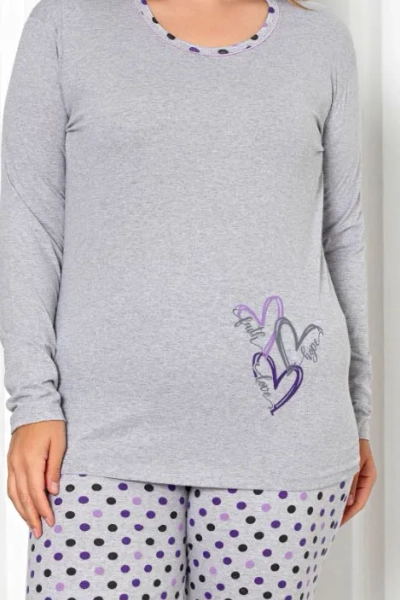 Ensemble de pyjama en coton pour femmes Royalfashion, 2 pièces, à pois TAILLE PLUS