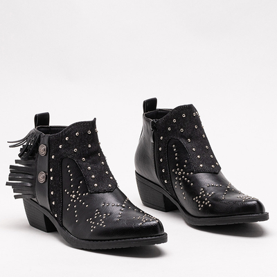 Bottines pour femmes noires avec jets et franges Sharon - Footwear