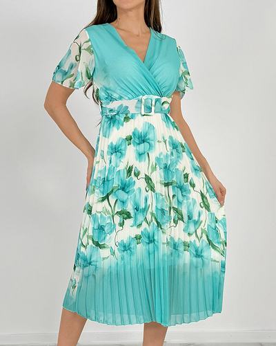 Royalfashion Robe midi florale plissée pour femme