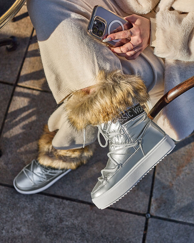 Bottes de neige argentées pour femmes avec fourrure Lilitsa- Footwear