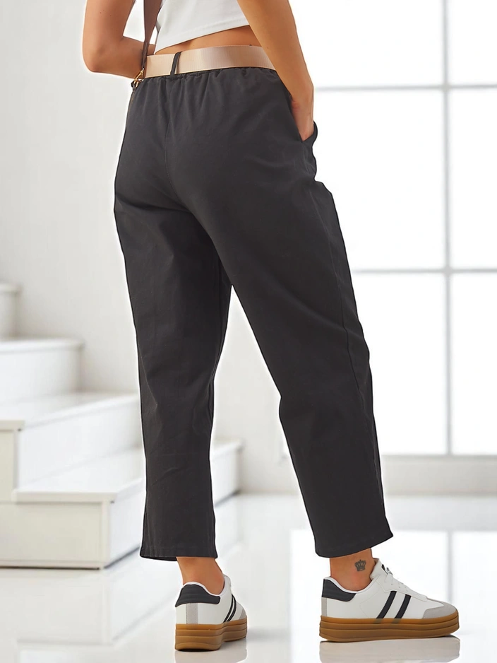 Pantalons en tissu droit pour femmes Royalfashion en coton