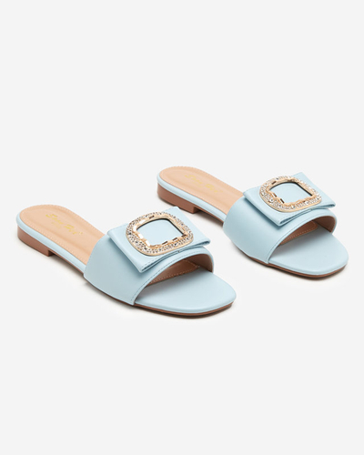 OUTLET Chaussons pour femme bleus avec un ornement en zircon cubique Iteria - Chaussures