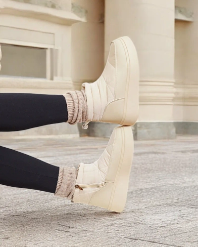 Royalfashion Bottes de neige pour femme de couleur beige Fopinia