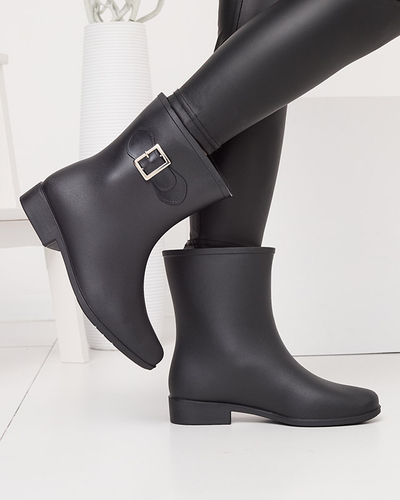 Bottes de pluie mates pour femmes avec boucle noire Falloci- Footwear