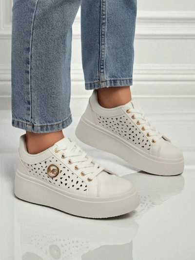 Aurelia Bianca – Sneakers Plateforme Blanches Royalfashion Écru