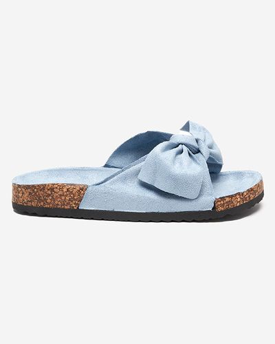 OUTLET Chaussons femme en éco-daim bleu avec nœud Xeria - Chaussures