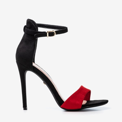 Sandales pour femmes noires et rouges sur un talon haut Gold Rush - Chaussures 1