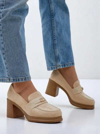 Royalfashion mocassins à talons carrés pour femmes Evelay