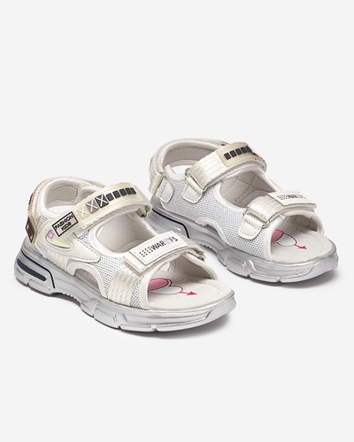 Sandales blanches et argentées pour enfants avec velcro Mepoti - Footwear