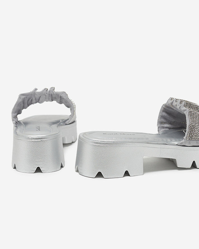 Pantoufles argentées pour femmes avec zircone cubique Emkoy - Footwear