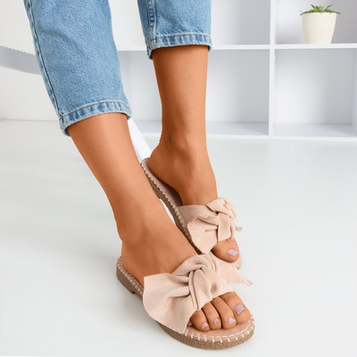 tongs beiges pour femmes avec un nœud Latus - chaussures 1