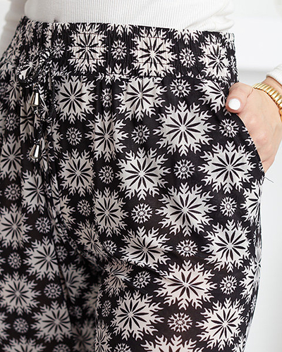 Pantalon en tissu à motifs noir et blanc pour femmes - Vêtements