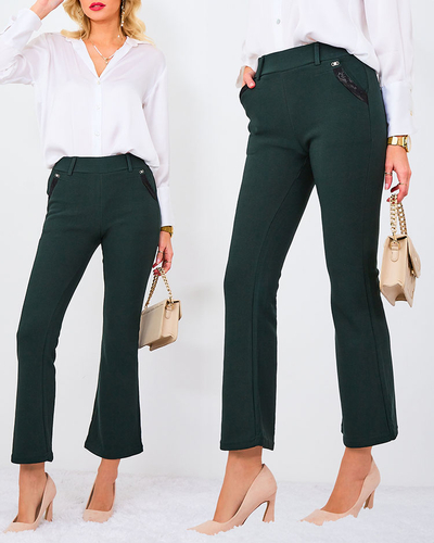 Royalfashion Pantalon en tissu pour femme vert foncé a'la bells