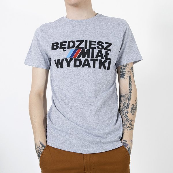 T-shirt homme en coton gris avec imprimé - Vêtements