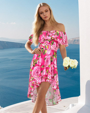 Royalfashion Robe florale midi a'la espagnole pour femme