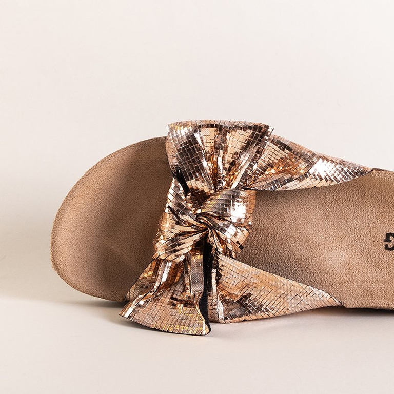 Rose - sandales pour femmes dorées avec nœud Akemi - Chaussures