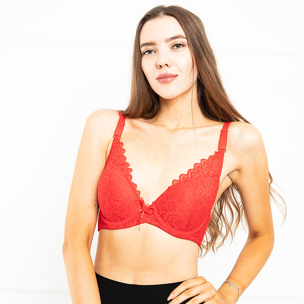 Soutien-gorge rouge rembourré avec dentelle - Sous-vêtements