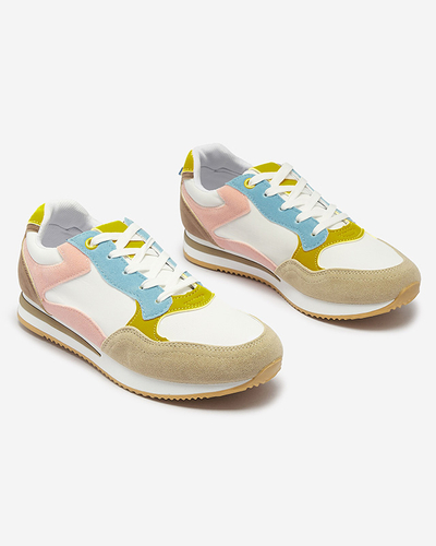 Chaussures de sport à lacets pour femmes, marron clair et rose Semdik- Footwear