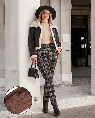 Royalfashion Pantalon teggings pour femme Warmed PLUS SIZE